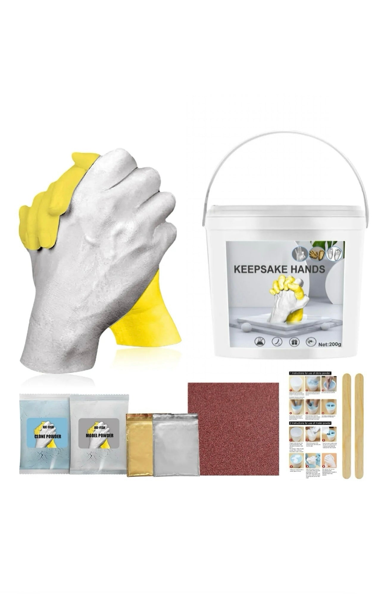 Premium Hand Casting Kit - Large Keepsake Molding Hand Holding Kit - Hands Plaster Kit Statue DIY Home DIY
